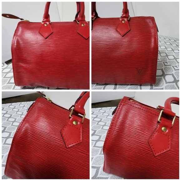 Authentic LOUIS VUITTON Red Epi Leather Speedy 25 Bag - Picture 12 of 15